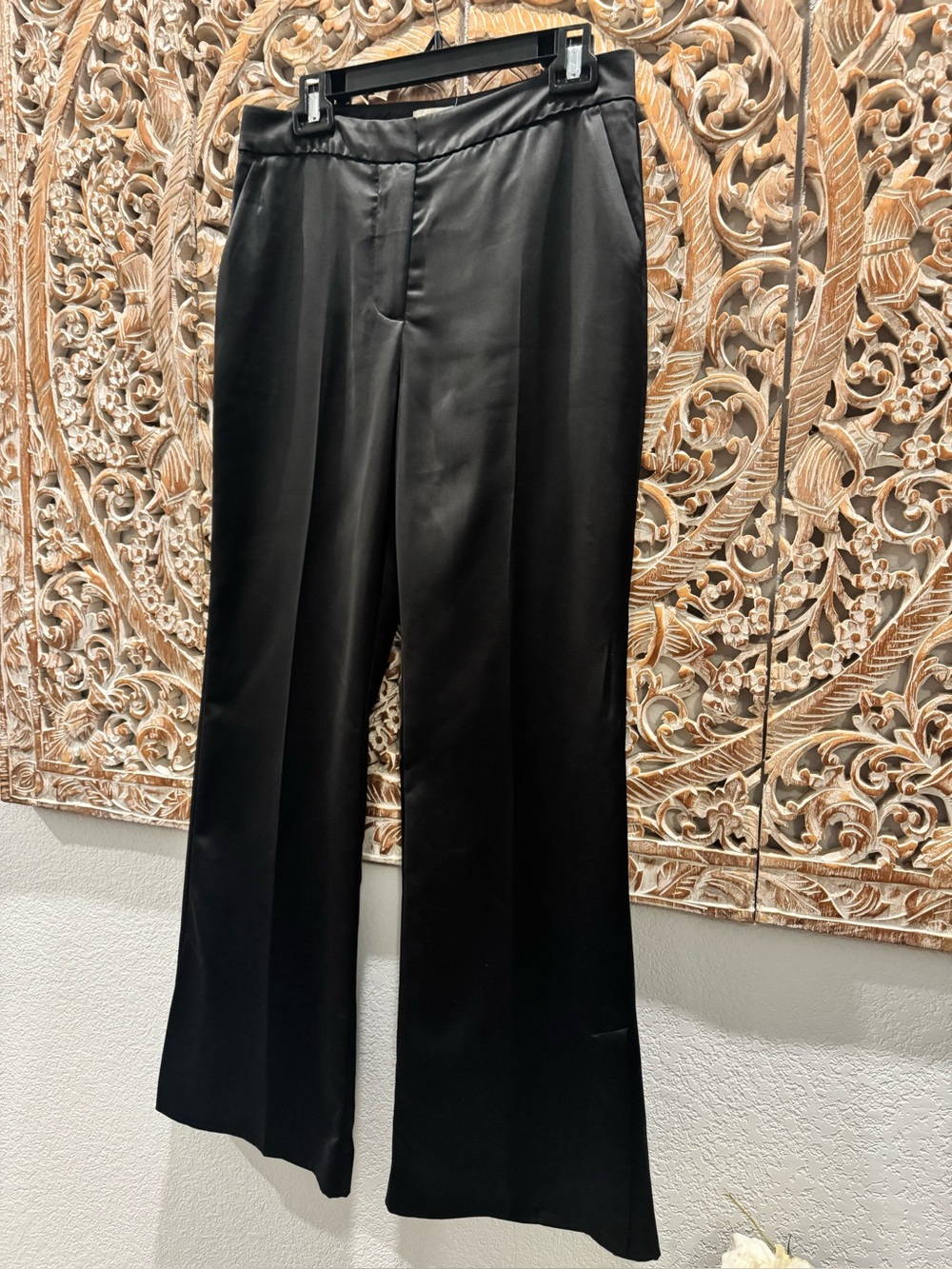 Jason Wu Black Business Professional Dress Pants w/ Bottom Slits, Slight Flare - Picture 5 of 13